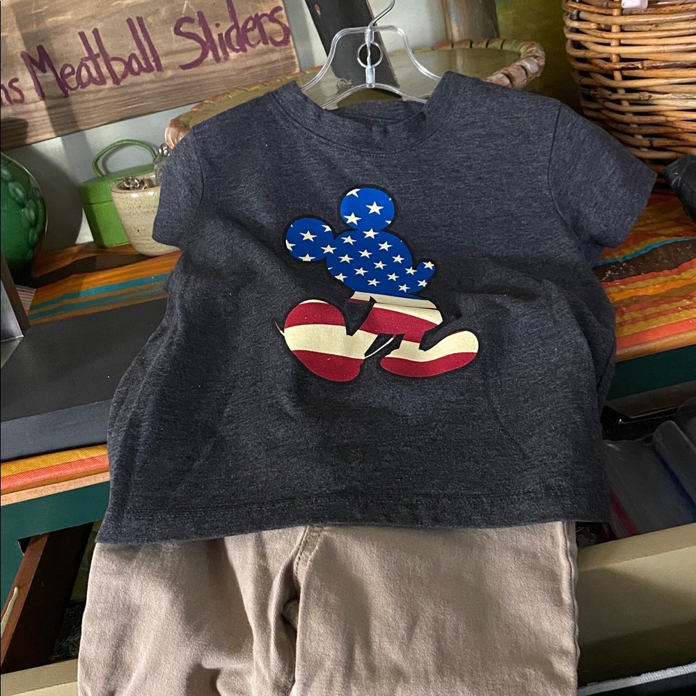 Disney Micky Mouse & Jumping Beans Khaki Pants Set - 
Size 24 Months